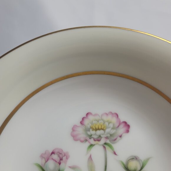 Mikado Harmony Round Serving Bowl Cream Rim Pink Floral Center - Picture 3 of 14